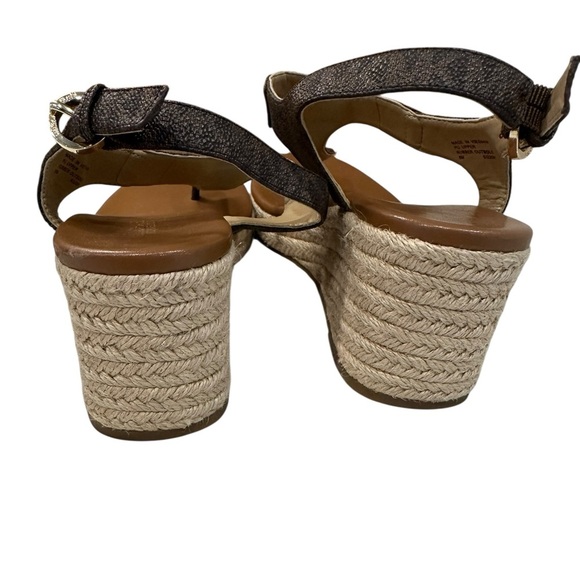 MICHAEL KORS LANEY LOGO ESPADRILLE WEDGE SANDALS BROWN SIZE 8 MSRP $165.00 - Picture 4 of 8